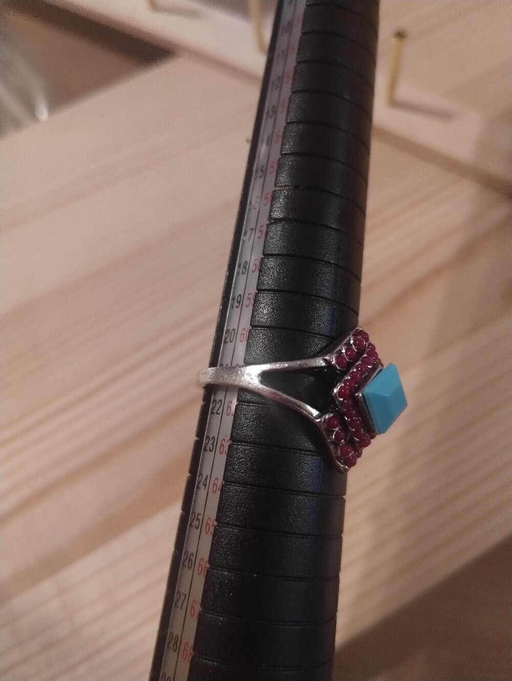 Southwestern Turquoise Style Ring Red Accent Statement Ring Size 9.75 - Picture 6 of 7